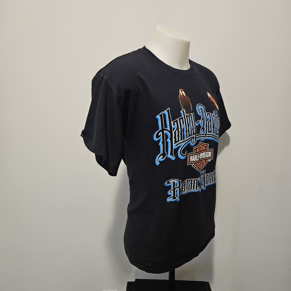 Harley Davidson Roatan Honduras Macau T Shirt Mens Medium Black 100% Cotton - Picture 5 of 10